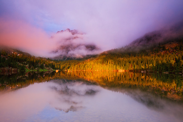 The Loch and Loch Vale at Sunrise in Rocky Mountain National Park, Colorado