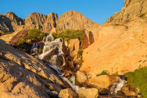 The classic postcard photo of Columbine Falls is looking west towards the summit of Longs Peak and the imposing east face known as 'The Diamond'. Technical Details: Canon Eos 5D Mark III, 24-105mm F4 IS L 
