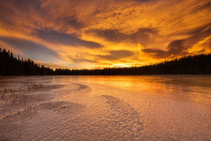 Looking east over a frozen Bierstadt Lake provided this serene but awesome view of the sky over the eastern plains of Colorado. Technical Details: Canon EOS 5D Mark III, 17mm TS-E F4 L