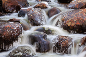 Winter is coming on quickly along Tonahutu Creek. Water cascades over the boulders along the river while the rounded rocks begin to accumulate ice along their flanks. Technical Details: Canon EOS 5D Mark III, 70-300mm F4-5.6 L 