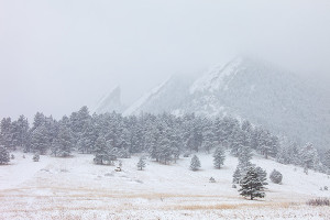 On my way up Flagstaff Mountain I made a stop at Chautauqua Park. In the fog and heavy snow the Flatirons looked pristine. Technical Details: Canon EOS 5D Mark II, 70-200mm F4 IS L