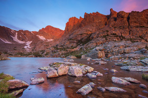 The consolation prize. Lake of Glass and Taylor Peak at sunrise. Technical Details: Canon EOS 5D Mark III, 16-35mm F4 IS L 