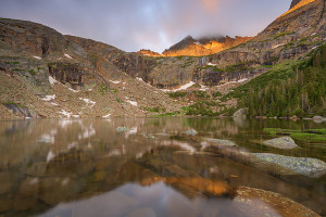 Before heading up to Green Lake, I first photographed Black Lake at sunrise. Some nice clouds partially obscured McHenry's Peak as it reflected in the smooth waters of Black Lake. Technical Details: Nikon D810, Nikkor 16-35mm F4 AF VR