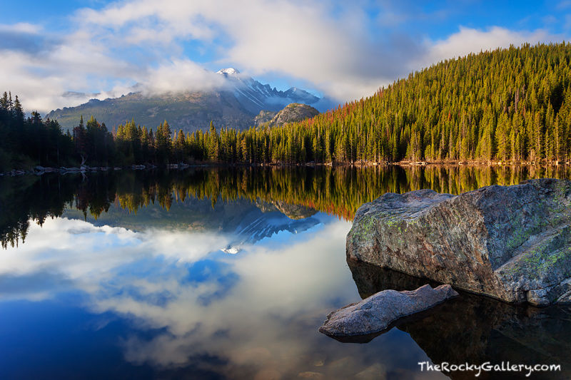 Fog over Bear Lake and Longs Peak