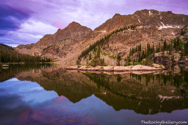 Lake Nanita,Andrews Peak,Rocky Mountain National Park,Colorado,North Inlet Trail,West Side,RMNP,Landscape,Photography,Pink,Puprple,Reflection,Grand Lake