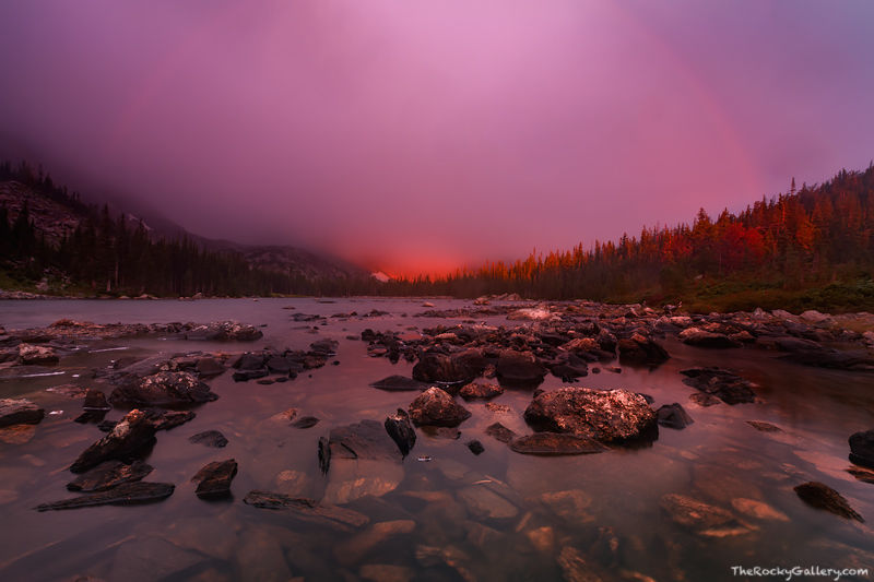 Two Rivers Lake Alpenglow and Rainbow