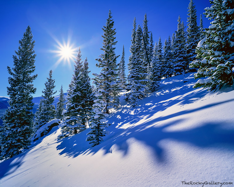 The morning sun greets fresh snow on Flattop Mountain in Rocky Mountain National Park. A wintry night is followed by a stunningly...