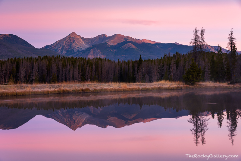 A beautiful morning is about to dawn over the Kawuneeche Valley on the west side of Rocky Mountain National Park. Baker Mountain...