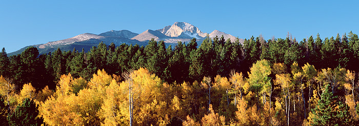 14,255 ft Longs Peak towers over Beaver Meadows just inside the enterance to Rocky Mountain National Park. The east face of Longs...