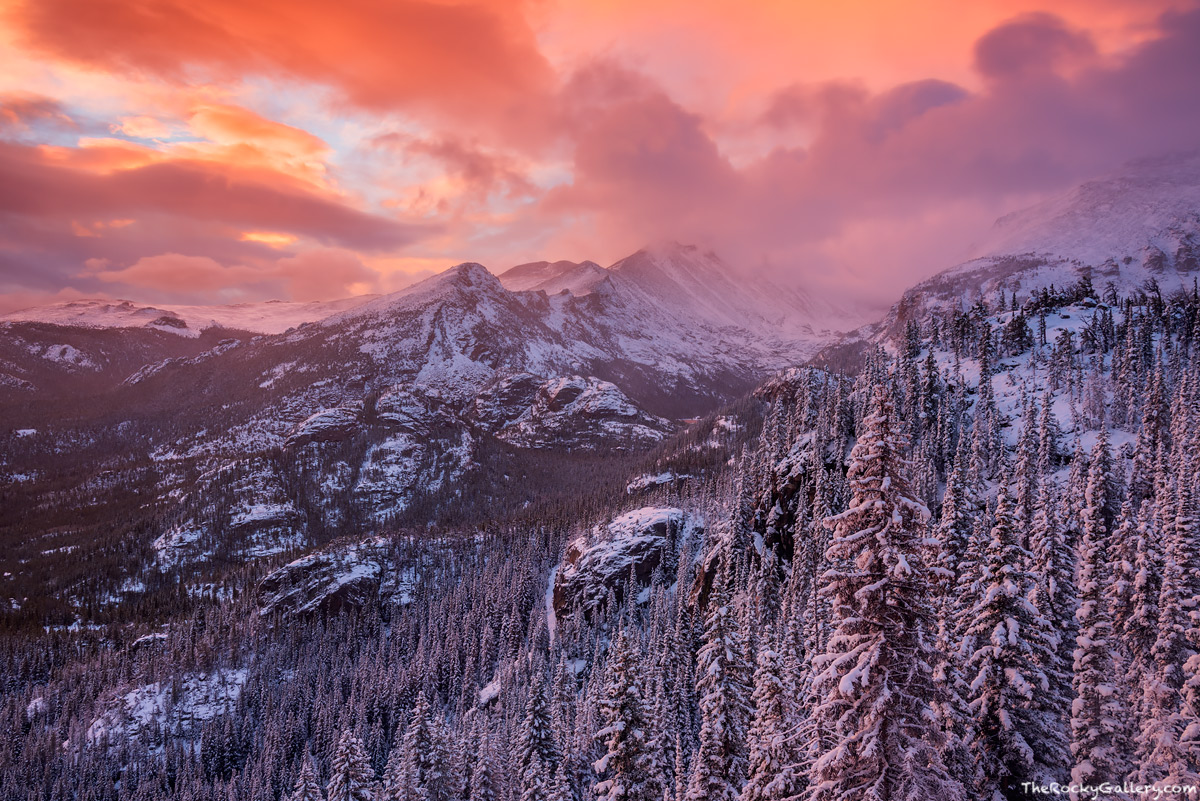 A late October snowstorm over Rocky Mountain National Park leaves the area around Bear Lake and Glacier Gorge covered in fresh...