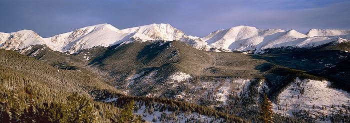 Mt. Yipsolon and the Mummy Range lie coated in snow on this cold, calm morning in Rocky Mountain National Park. Fresh snow has...