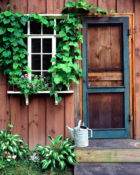 Potting Shed window and door in the Finger Lakes region of upstate New York