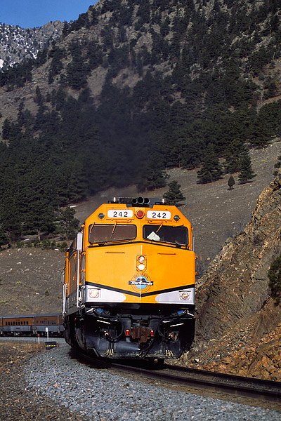 The Ski Train is seen moving up Colorado's Front Range at Tunnel One just west of Arvada. The Ski Train is making its way from...
