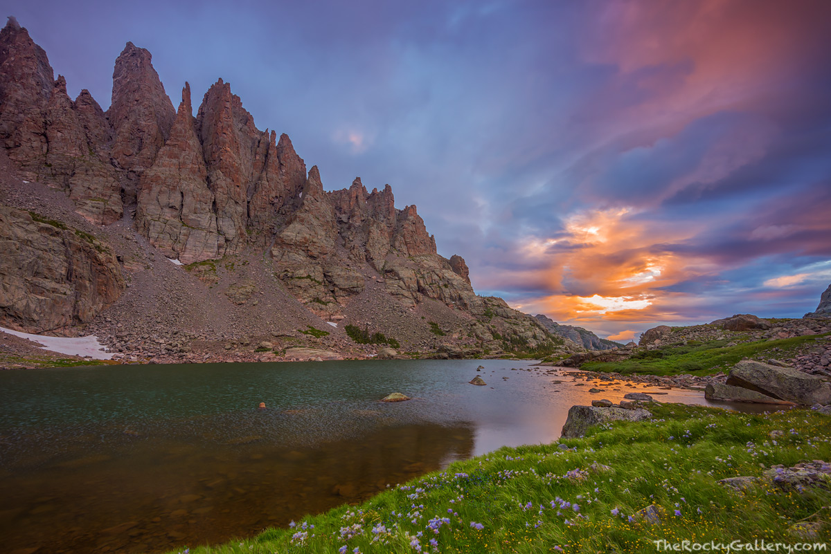 It was a mostly cloudy morning at Sky Pond above Glacier Gorge in Rocky Mountain National Park. It did not appear that any sun...