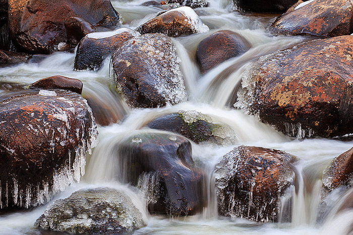 Tonahutu Creek rambles over the water smoothed boulders on the west side of Rocky Mountain National Park. Winter is quickly approaching...