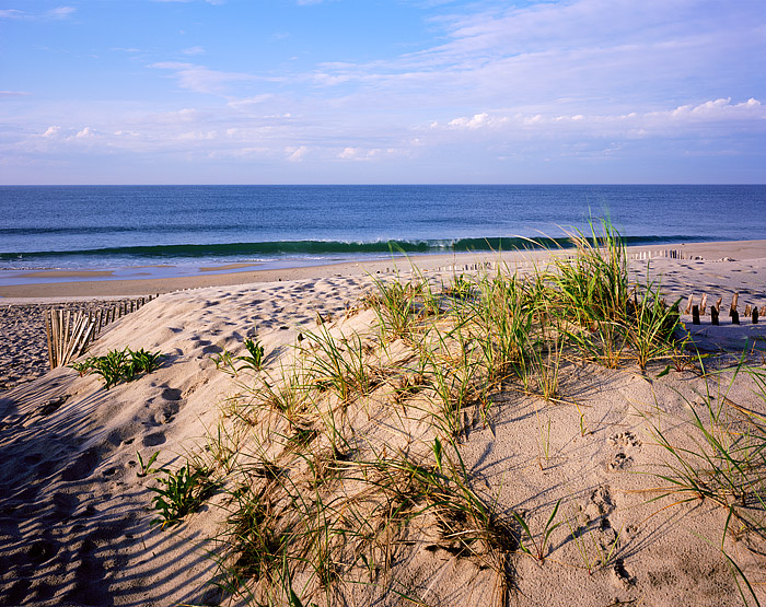 Watermill beach and dunes on a calm morning in the Hamptons