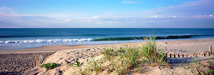 The surf crashes along the southern shore of Long Island at Watermill Beach, New York. Watermill Beach is located in the Village...